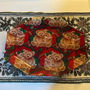 Glass bear Christmas plate